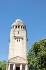 Vertical shot of the Bismark tower in Konstanz, Germany honoring Otto von Bismarck
