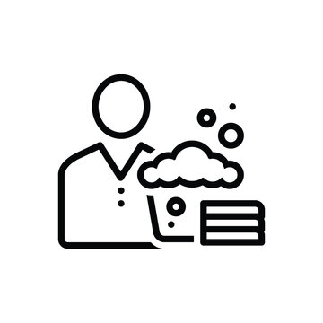 Black line icon for washer