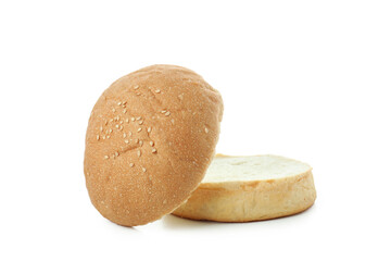 Bread for burger isolated on white background
