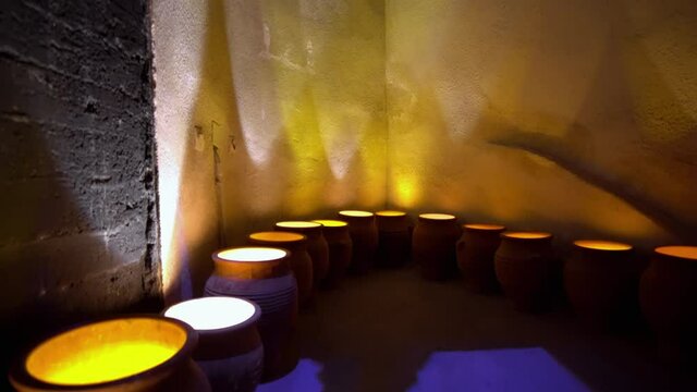 Koutsoyannopoulos Winery and Wine Museum in Vothonas. In the cellars there are ancient objects and figures about how wine was produced in ancient times
