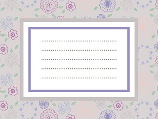 紫系フラワーパターンお手紙フレーム