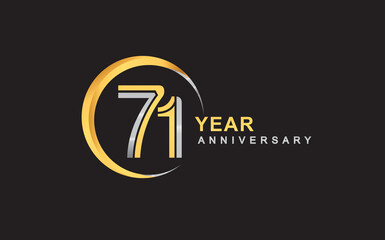 Obraz premium 71st years anniversary golden and silver color with circle ring isolated on black background for anniversary celebration event