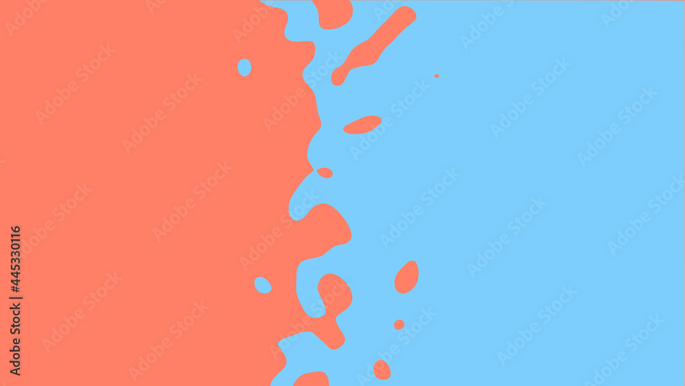 Sticker the transition from red to blue with uneven border line, interpenetration of colors. vector illustra