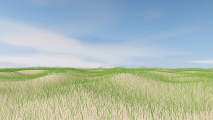 Desert with sky background. 3D illustration, 3D rendering	
