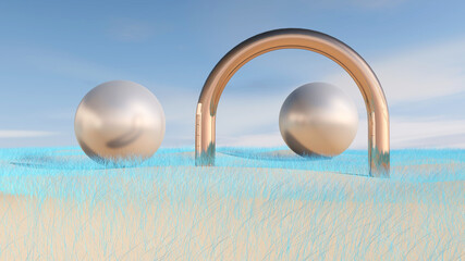 Desert with sky background. 3D illustration, 3D rendering	
