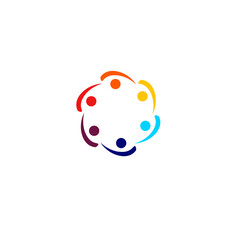COLORFUL PEOPLE TOGETHER SIGN, SYMBOL, LOGO, ART ISOLATED ON WHITE