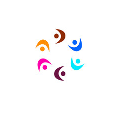 Obraz premium COLORFUL PEOPLE TOGETHER SIGN, SYMBOL, LOGO, ART ISOLATED ON WHITE