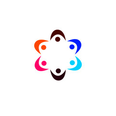 COLORFUL PEOPLE TOGETHER SIGN, SYMBOL, LOGO, ART ISOLATED ON WHITE