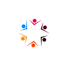 COLORFUL PEOPLE TOGETHER SIGN, SYMBOL, LOGO, ART ISOLATED ON WHITE