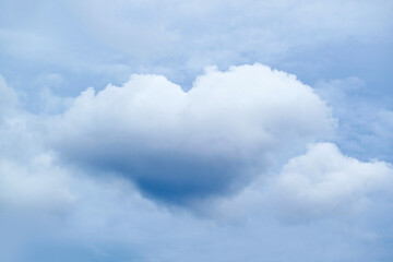 Amazing Natural Heart Shape Cumulus Cloud Floating on the Sky