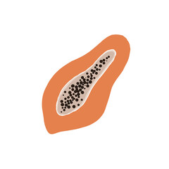 Slice of ripe papaya. Sliced sweet juicy fruit. Food and drink. Set of Abstract vector illustrations. Summer trendy simple icons. For instagram post, business advertisement, flyer design..