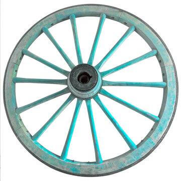 Roue bois sur fond blanc 