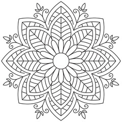 Leaf Flower Petal Coloring Mandala Art Simple Graphic Shape Vector Floral Oriental Outline Vintage Decorative Elements Pattern Illustration Islam Arabic Indian Turkish Mystic Religion Morals Lotus