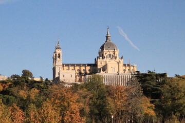 Fototapeta na wymiar Madrid Almudena Cathedral in autumn