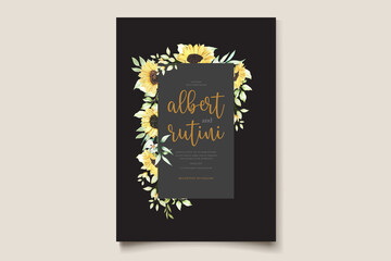 Naklejka na ściany i meble watercolor sunflowers wedding invitation card set