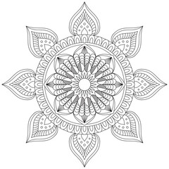 Leaf Flower Petal Coloring Mandala Art Simple Graphic Shape Vector Floral Oriental Outline Vintage Decorative Elements Pattern Illustration Islam Arabic Indian Turkish Mystic Religion Morals Lotus