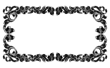 Filigree Heraldry Leaf Pattern Floral Border Frame