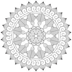 Leaf Flower Petal Coloring Mandala Art Simple Graphic Shape Vector Floral Oriental Outline Vintage Decorative Elements Pattern Illustration Islam Arabic Indian Turkish Mystic Religion Morals Lotus