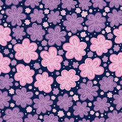 Seamles pattern ditsy small flower.Hand drawn print of textile.Vintage floral design