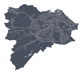 Edinburgh map. Detailed map of Edinburgh city poster with streets. Cityscape vector.