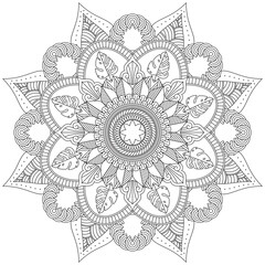 Leaf Flower Petal Coloring Mandala Art Simple Graphic Shape Vector Floral Oriental Outline Vintage Decorative Elements Pattern Illustration Islam Arabic Indian Turkish Mystic Religion Morals Lotus