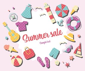 夏 サマーセールのイメージのイラストフレーム ベクター 