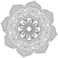 Leaf Flower Petal Coloring Mandala Art Simple Graphic Shape Vector Floral Oriental Outline Vintage Decorative Elements Pattern Illustration Islam Arabic Indian Turkish Mystic Religion Morals Lotus