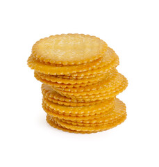 Crackers cookie with salt isolated on a white background