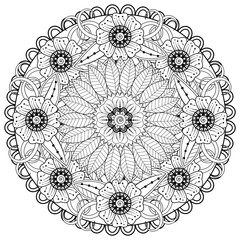 Mehndi flower for henna, mehndi, tattoo, decoration. decorative ornament in ethnic oriental style. doodle ornament. coloring book page.