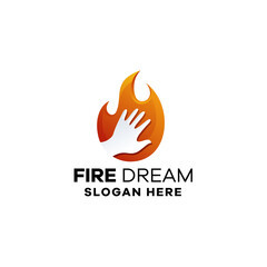 Fire Hand Gradient Logo Template