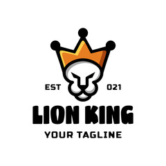 Unique Double Meaning Logo Design Combination of king crown and Lion