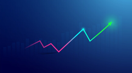 Business candle stick graph chart of stock market investment trading on blue background. Bullish point, up trend of graph. Economy vector design