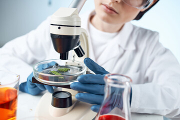 female doctor medicine laboratory research close-up