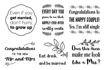 Set of Calligraphy saying for print about Wedding day