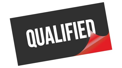 QUALIFIED text on black red sticker stamp.