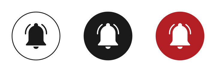 Notification bell icons set. Incoming message. Smartphone application. Alarm clock.