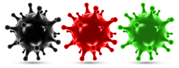 Virus or Bacteria Cell Closeup on White Background