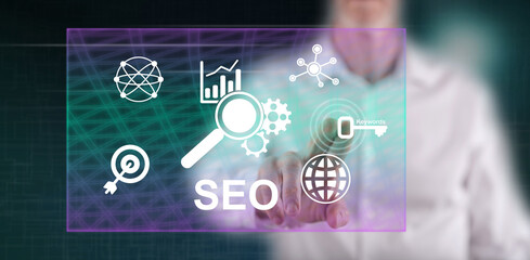 Man touching a seo concept
