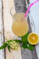 summer drink made of elder flower, lemon, mint, known as socata in romania