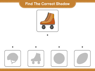 Find the correct shadow. Find and match the correct shadow of Roller Skate. Educational children game, printable worksheet, vector illustration