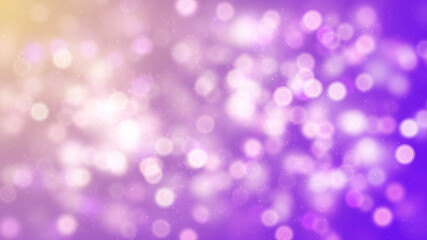 Abstract Sweet Light Yellow To Purple Shiny Blurry Focus Bokeh Lights Circles With Glitter Dust Background Design