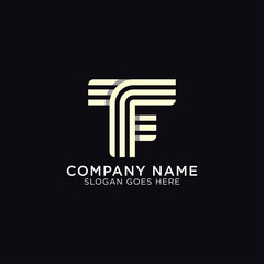 monogram of letter T and F shape, initial name of T F logo design with outline design