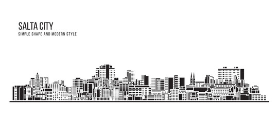Cityscape Building Abstract Simple shape and modern style art Vector design - Salta city