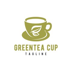 Cup Tea Herbal Leaf Logo Design Vector Image