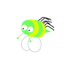 Cute cartoon bee. White background Isolated. Vector illustration