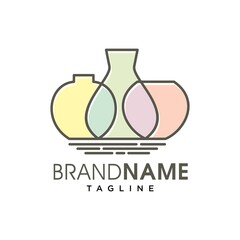 Pottery Vase Clay And Crafts Logo Design Vector Image