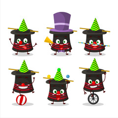 Cartoon character of magician hat with various circus shows