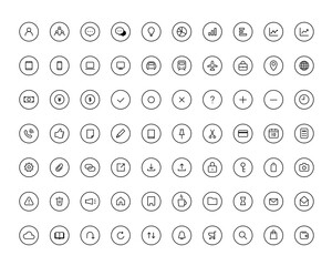 シンプルなビジネスのアイコンセット　線　スマホ　パソコン　イラスト　WEB　インターネット　