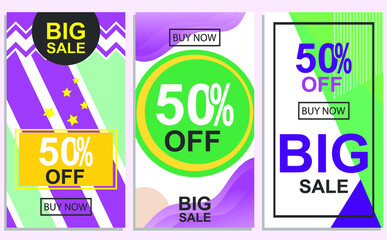 Sale concept. Set of advertising messages about big discounts. Suitable for sales and seasonal discounts.