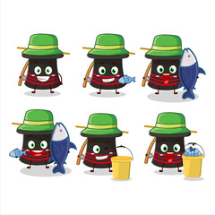 A fisherman magician hat cartoon picture catch a big fish